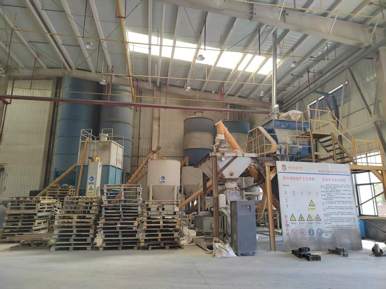 Fireproof coating material production workshop