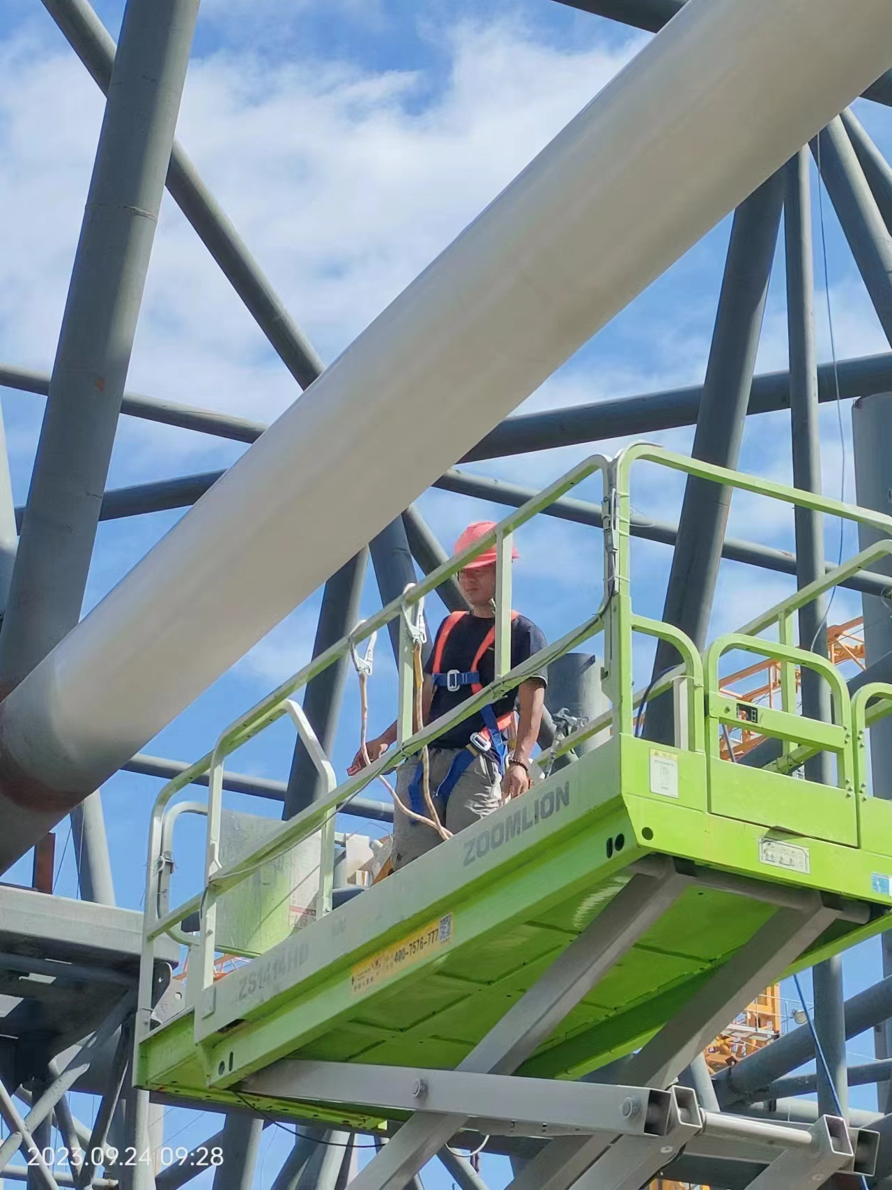 Elevated steel structure coating work